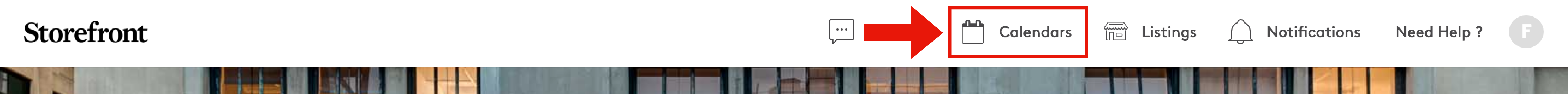 Space to Pop navigation bar with a red arrow pointing to the Calendars tab